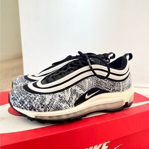 Women’s Nike Air Max 97 Black and White Snakeskin Sneakers
